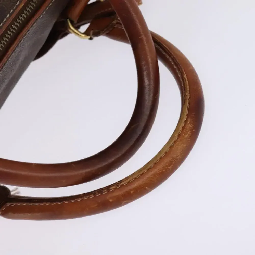 CELINE Macadam Canvas Boston Bag Pvc Leather Brown Gold